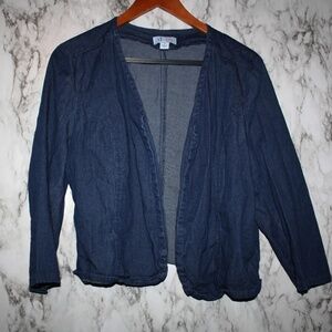 Denim&Co Dark Wash Jean Open Front Jacket Medium